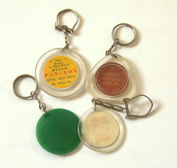 Lot of 4 Vintage 1960's Plastic Commercial Key Charm Holder Israel Telma