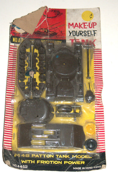 1 X M48 Patton Tank Model w Friction Vintage Plastic Kit Toy 1960's Original Pack