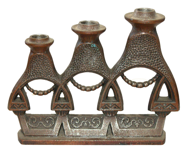 Matryoshka Soviet Vintage Triple Metal Candlestick Candle Holder Russian Dolls