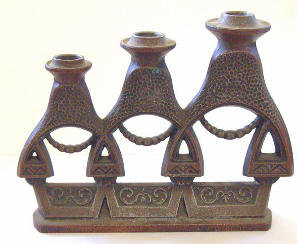 Matryoshka Soviet Vintage Triple Metal Candlestick Candle Holder Russian Dolls