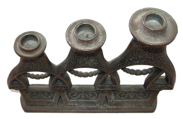 Matryoshka Soviet Vintage Triple Metal Candlestick Candle Holder Russian Dolls