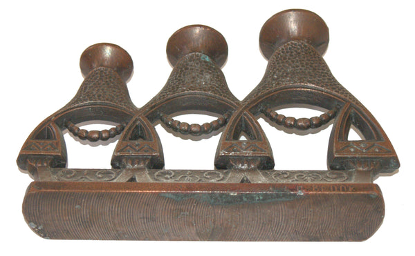 Matryoshka Soviet Vintage Triple Metal Candlestick Candle Holder Russian Dolls