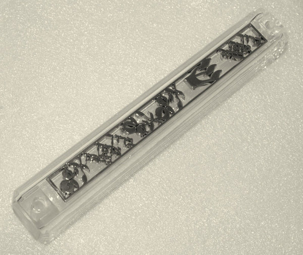 Mezuzah Case Plastic Decorated Metal Panel Closed Back Israel 10 cm Judaica