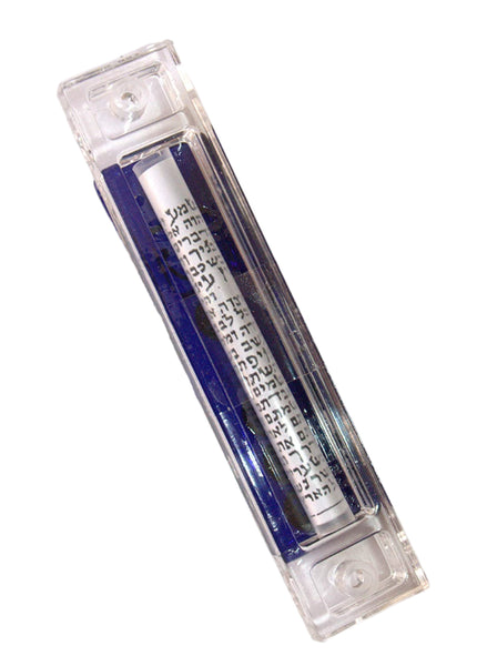 Murano Glass Handmade Mezuzah Case w 6.5 cm Scroll Dark Blue Murrina Judaica