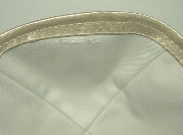 Off White Velvet Plush Kippah Yarmulke Silk Rim Judaica Israel 19 cm Pin Spot