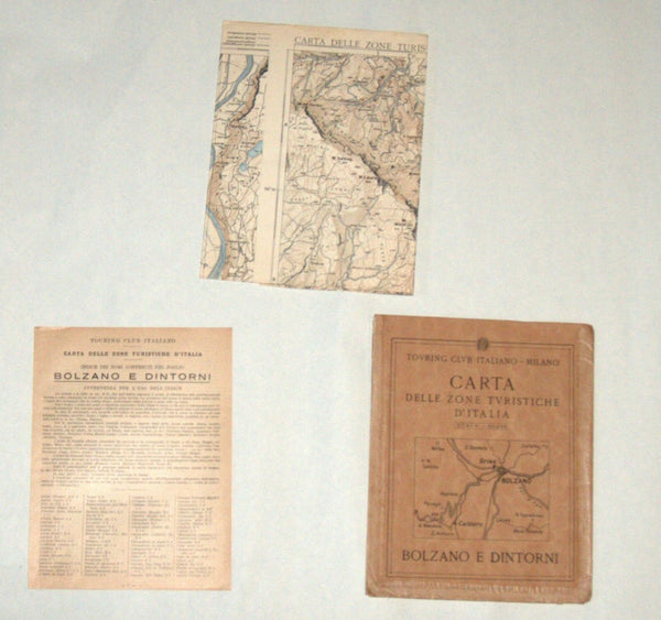 Antique 1930's North Italy South Tirol Map TCI Carta Bolzano E Dintorni