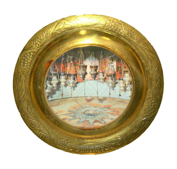 Vintage Bethlehem Nativity Church Plate Trinket Tray Wall Hang Christmas Israel