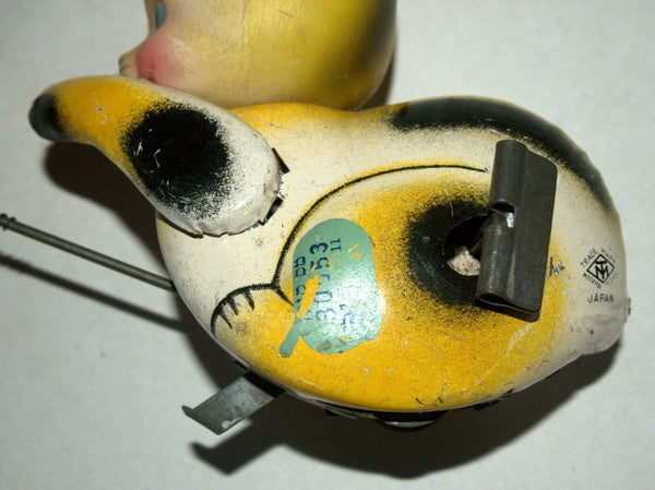 Vintage Tin Cat Butterfly Catcher Metal Toy Wind Up Spring MASUDAYA Japan 1960's