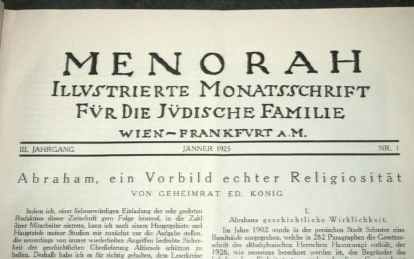 MENORAH Judaica Rare Illustrated Monthly for the Jewish Home 1925 12 Issues