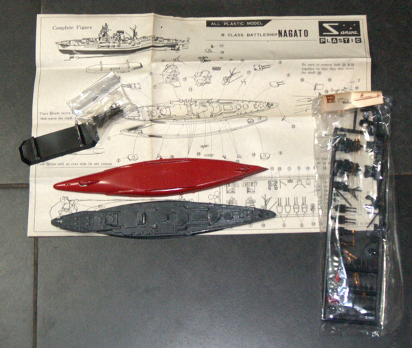 SANWA B Class Cruiser Battleship NAGATO #310 Japan 1960's Vintage Plastic Kit