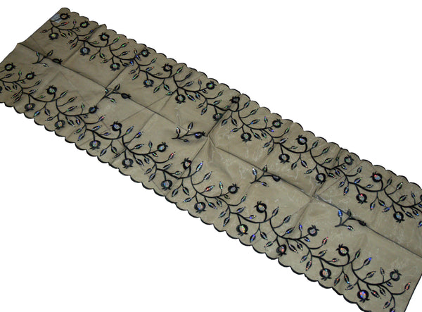 Table Runner Tablecloth Black Tulle Embroidery Pomegranate Sequins Shabbat