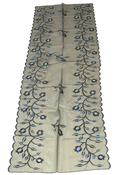 Table Runner Tablecloth Black Tulle Embroidery Pomegranate Sequins Shabbat