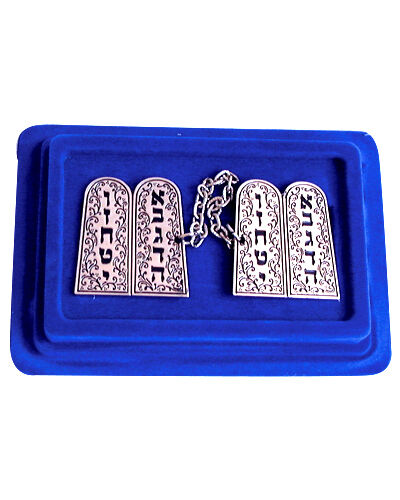 Tallit Talis Clips Prayer Shawl Luchot Habrit Tables of Covenant Silver Judaica