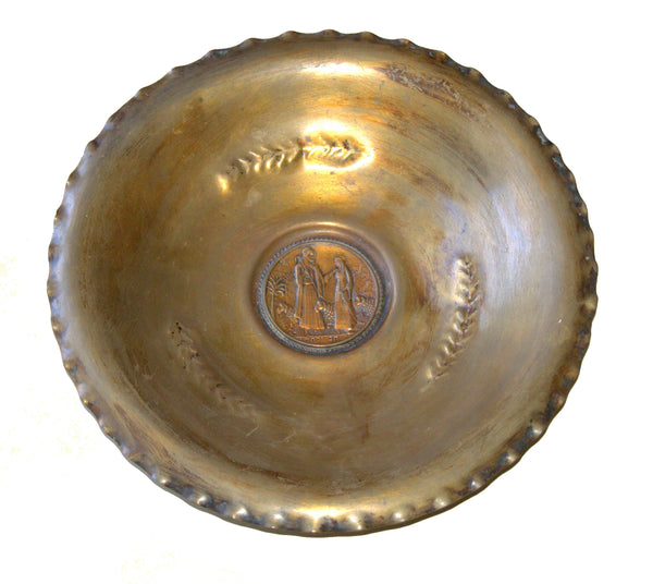 Vintage Centerpiece Tray Jacob & Rachel Biblical Image 1950's Signed Wall Hang