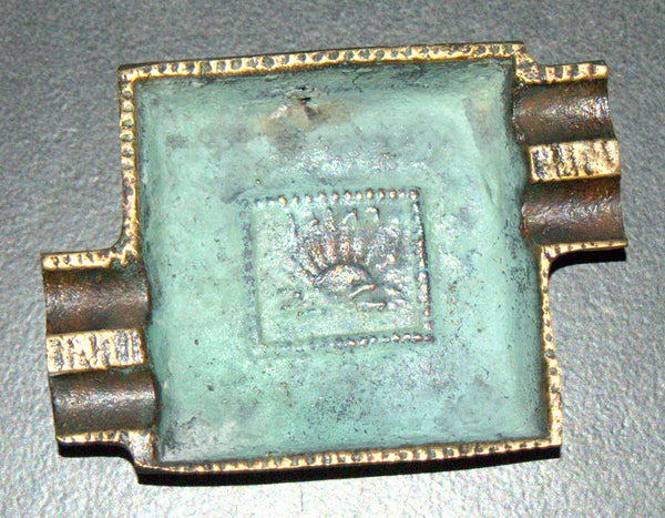 Vintage Israel Judaica Bronze Ashtray 12 Tribes- Reuven Symbol Signed 1950's