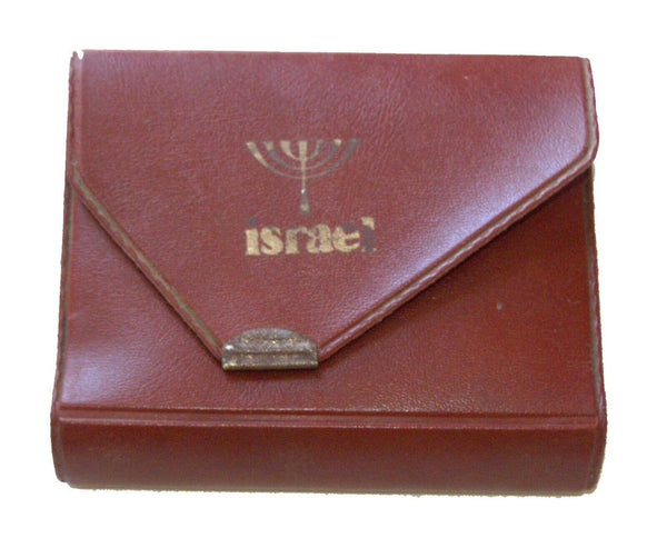 Vintage Judaica Israel Playing Cards Case Wallet w Menorah Symbol 1960's Piatnik
