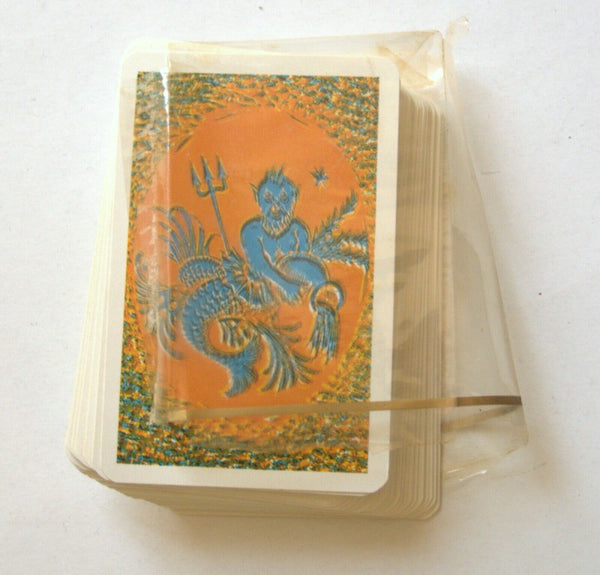 Vintage Judaica Israel Playing Cards Case Wallet w Menorah Symbol 1960's Piatnik