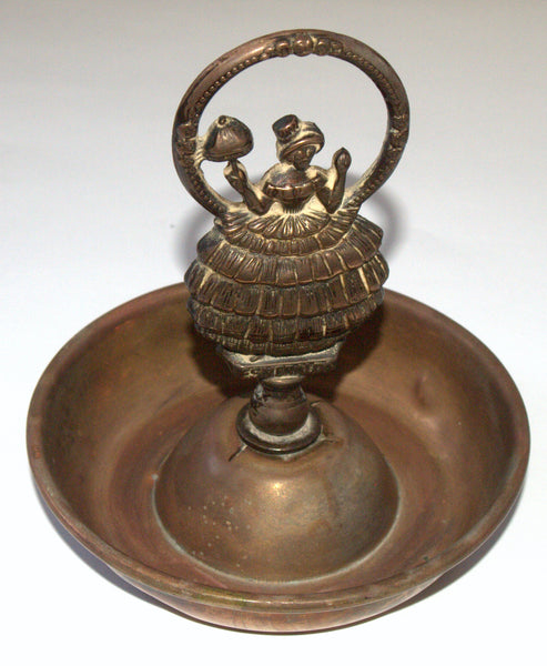 Vintage Old Brass Ashtray Trinket Tray Lady Signed ESMERALDA Centerpiece