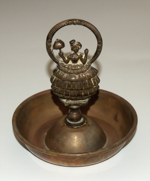 Vintage Old Brass Ashtray Trinket Tray Lady Signed ESMERALDA Centerpiece