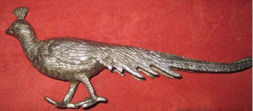 Vintage Pewter Peacock Long Trailing Tail Figurine Statuette Miniature Italy