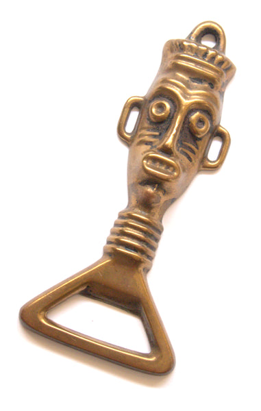 Vintage Polished Brass Bottle Opener Barware Ethnic Man Head