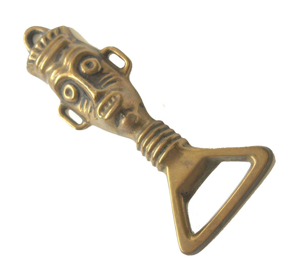 Vintage Polished Brass Bottle Opener Barware Ethnic Man Head