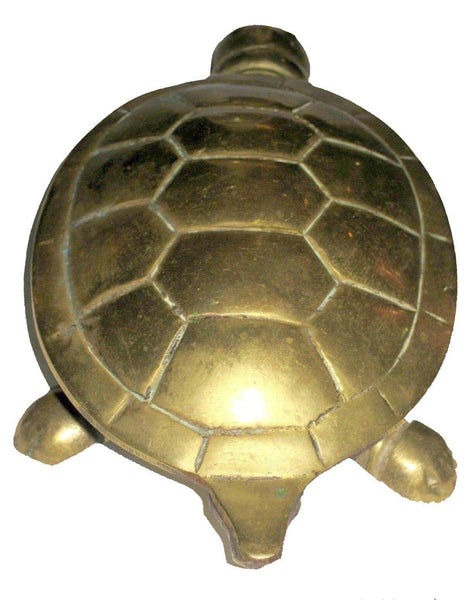 Vintage Tortoise Turtle Figurine Hinged Brass Trinket Box Miniature Statuette