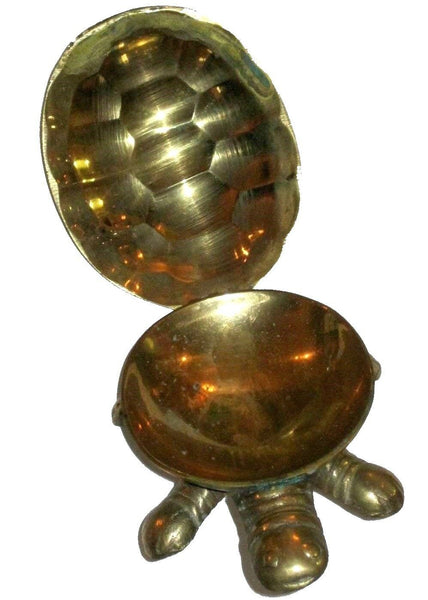 Vintage Tortoise Turtle Figurine Hinged Brass Trinket Box Miniature Statuette