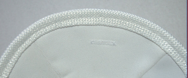 White Linen Kippah Silver David Star Embroidery w Pin Spot Judaica 17 cm Israel