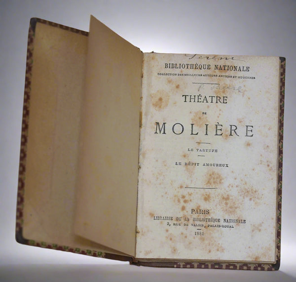 Antique Book Théâtre de Molière Le Tartuffe, Le Dépit Amoureux 1881 Paris