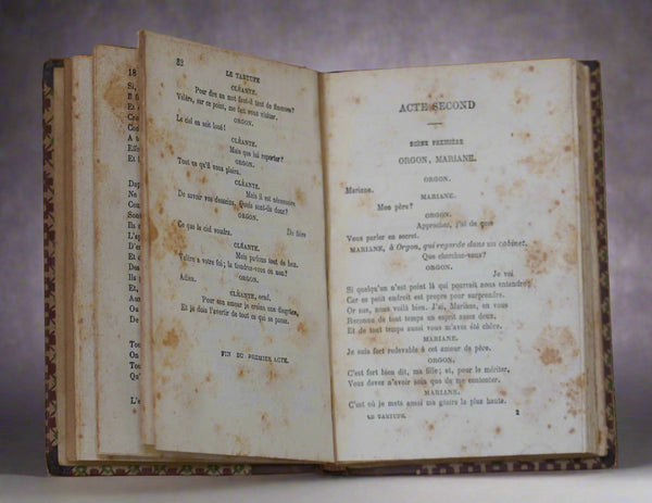 Antique Book Théâtre de Molière Le Tartuffe, Le Dépit Amoureux 1881 Paris