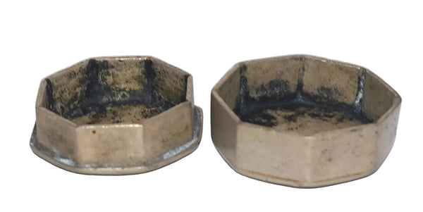 Antique Chinese Octagonal Metal Snuff Trinket Scholar’s Ink Paste Box Hand Engraved