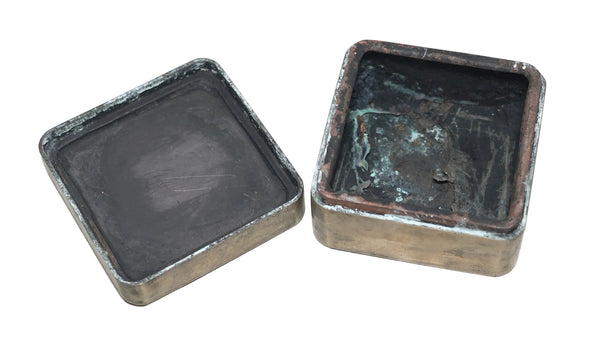 Antique Inkwell Asian Japanese Ink Box Marked KYOTO Fu Dog Metal 19th Century