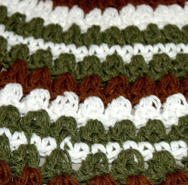 Frik Kippah Skull Cap Yamaka Crochet Colorful Olive Brown Stripes Israel 26 cm