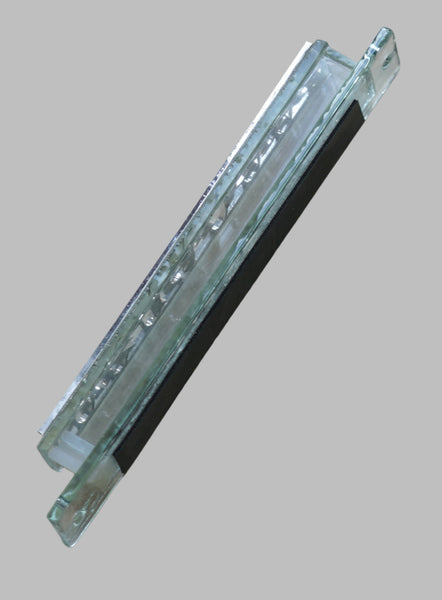 Glass Mezuzah Case Decorated Front Metal Panel Plate Shema Israel 12 cm Judaica