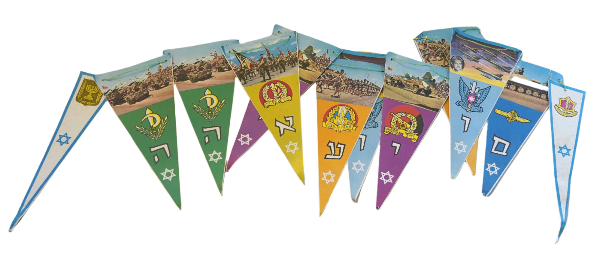 Israel Anniversary Independence Day Paper Flag Chain 1960's IDF Ezer Weizman