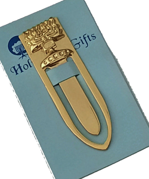 Judaica Bookmark Israel Gold Tone Amulet Charm 7 Branch Menorah