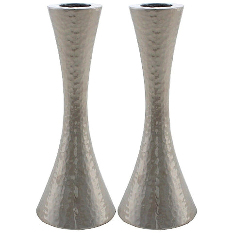 Judaica Candlestick Candle Holders Shabbat Holiday Silver Hammered