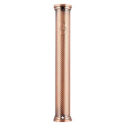 Judaica Mezuzah Case Engraved Filigree Design Copper 12 cm Closed Back