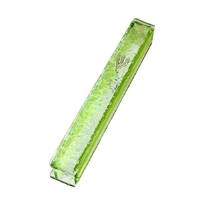 Judaica Mezuzah Case Green Glass 12 cm Irregular Facet Design Closed Back