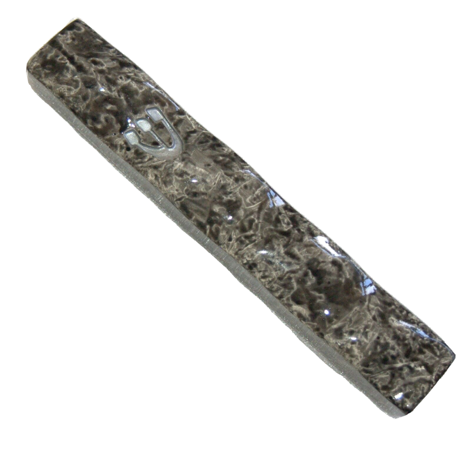 Judaica Mezuzah Case Polyresin Marble Like Dark Gray Closed Back 12 cm Gift