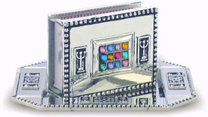 Judaica Shabbat Holiday Match Box Holder And Tray Hoshen King David Stones