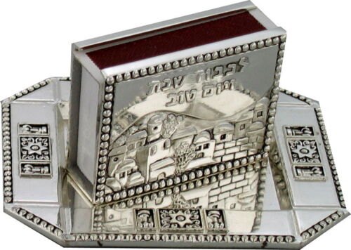 Judaica Shabbat Holiday Match Box Holder And Tray Silver Color Jerusalem View