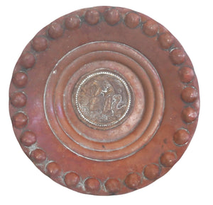 Judaica Israel Vintage Copper Plate Tray Rebecca & Eliezer Wall Hang Signed