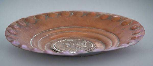 Judaica Israel Vintage Copper Plate Tray Rebecca & Eliezer Wall Hang Signed