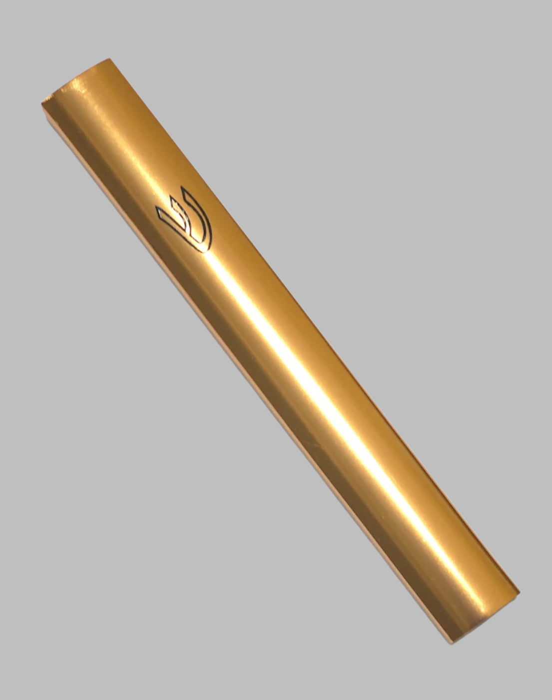 Judaica Mezuzah Case Gold Aluminum Closed Back Semi Round 10 cm Israel