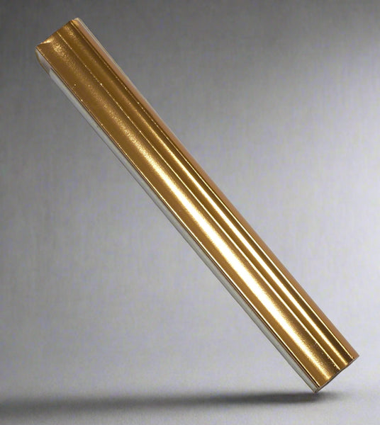 Judaica Mezuzah Case Gold Aluminum Closed Back Semi Round 10 cm Israel