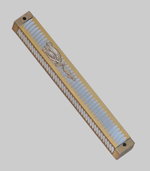 Judaica Mezuzah Case Gold Silver Lentil Metal Shadai 12 cm Closed Back Israel