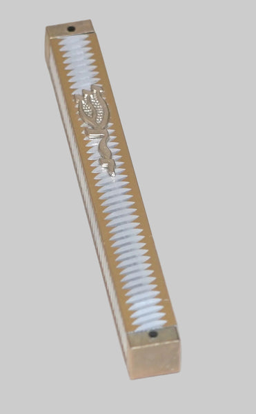 Judaica Mezuzah Case Gold Silver Lentil Metal Shadai 12 cm Closed Back Israel