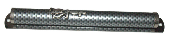 Judaica Mezuzah Case Metal Silver Gray Shadai 12 cm Closed Back